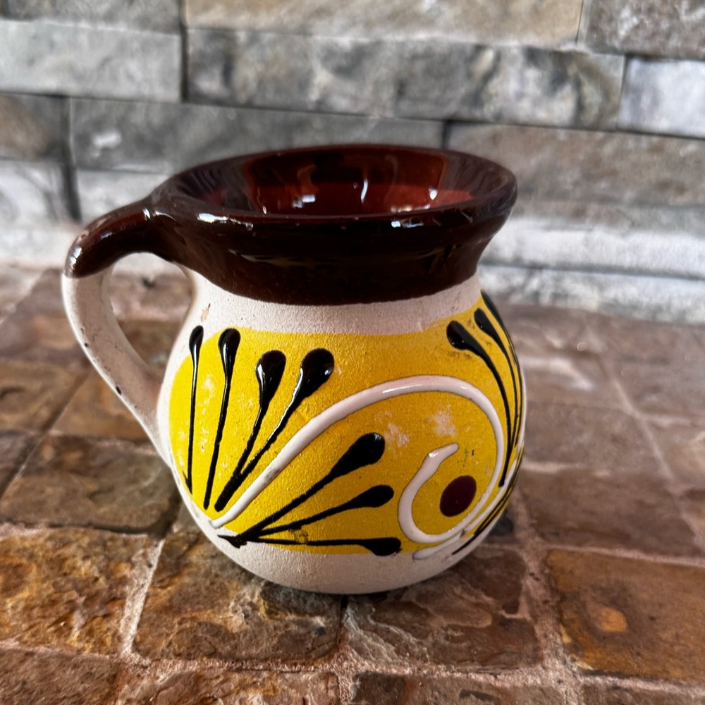Handcrafted Yellow and Brown Ceramic Vase